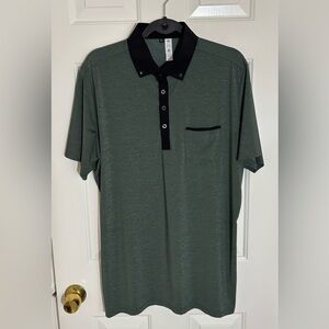 “State and Liberty” Men's Forest Green Polo with Black Contrast accents. (XL)